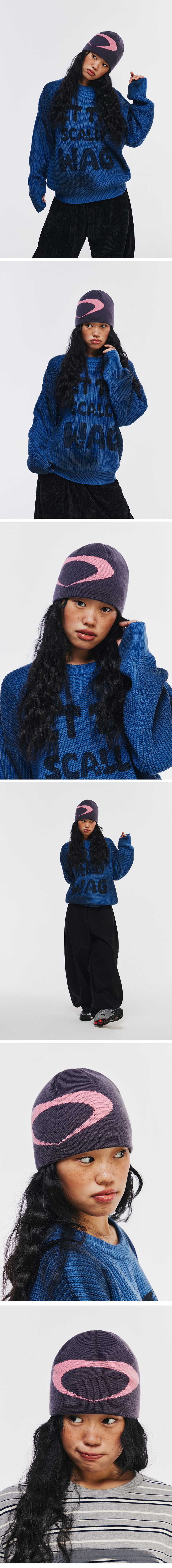 MUSINSA公式 | SCALLYWAG Jacquard Logo Beanie [Pink Charcoal]
